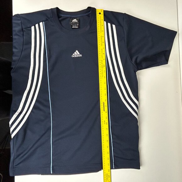 Adidas Shirt Mens XL Navy White Three Stripe Pullover Jersey Short Sleeve Casual - Picture 6 of 9